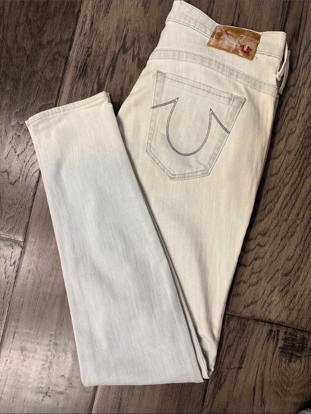 True Religion Women’s Off-White/Light Denim Skinny Jeans